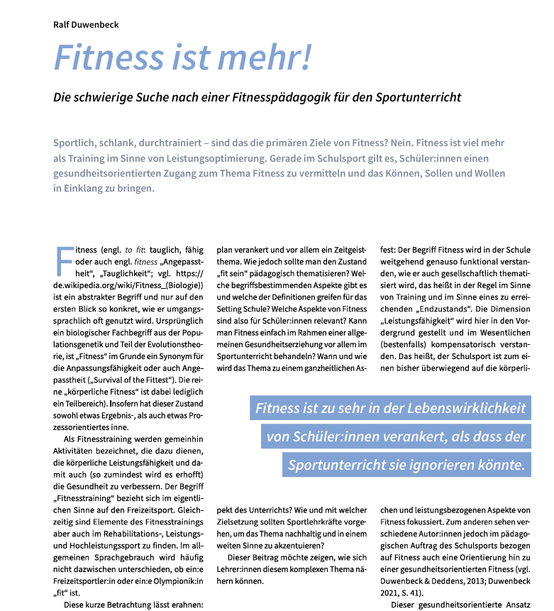 Fitness ist mehr - Artikel in Sportpädagogik 2/ 2023
