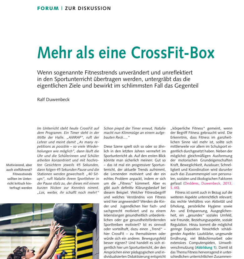 Mehr als eine Crossfitbox - Artikel in Sportpädagogik 2/2021